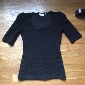 Anthropologie Deletta Black Embroidered Top XS